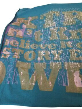 Material T-Shirt Panel 30" x 36"  Green Flowers Saying Cotton  Screen Print